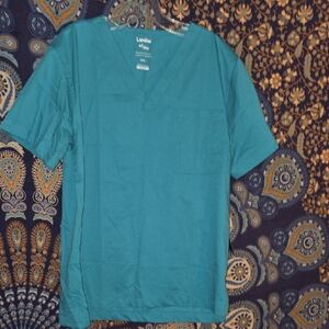 2 Blue-Green Landau Sz Sm Scrub Tops, Unisex New With Tags.